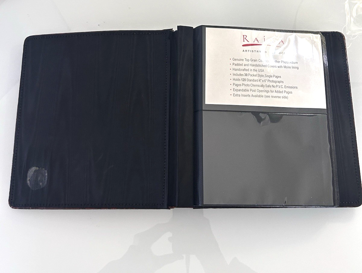 RAIKA Croc Embossed Genuine Leather Tan Photo Album Handcrafted USA