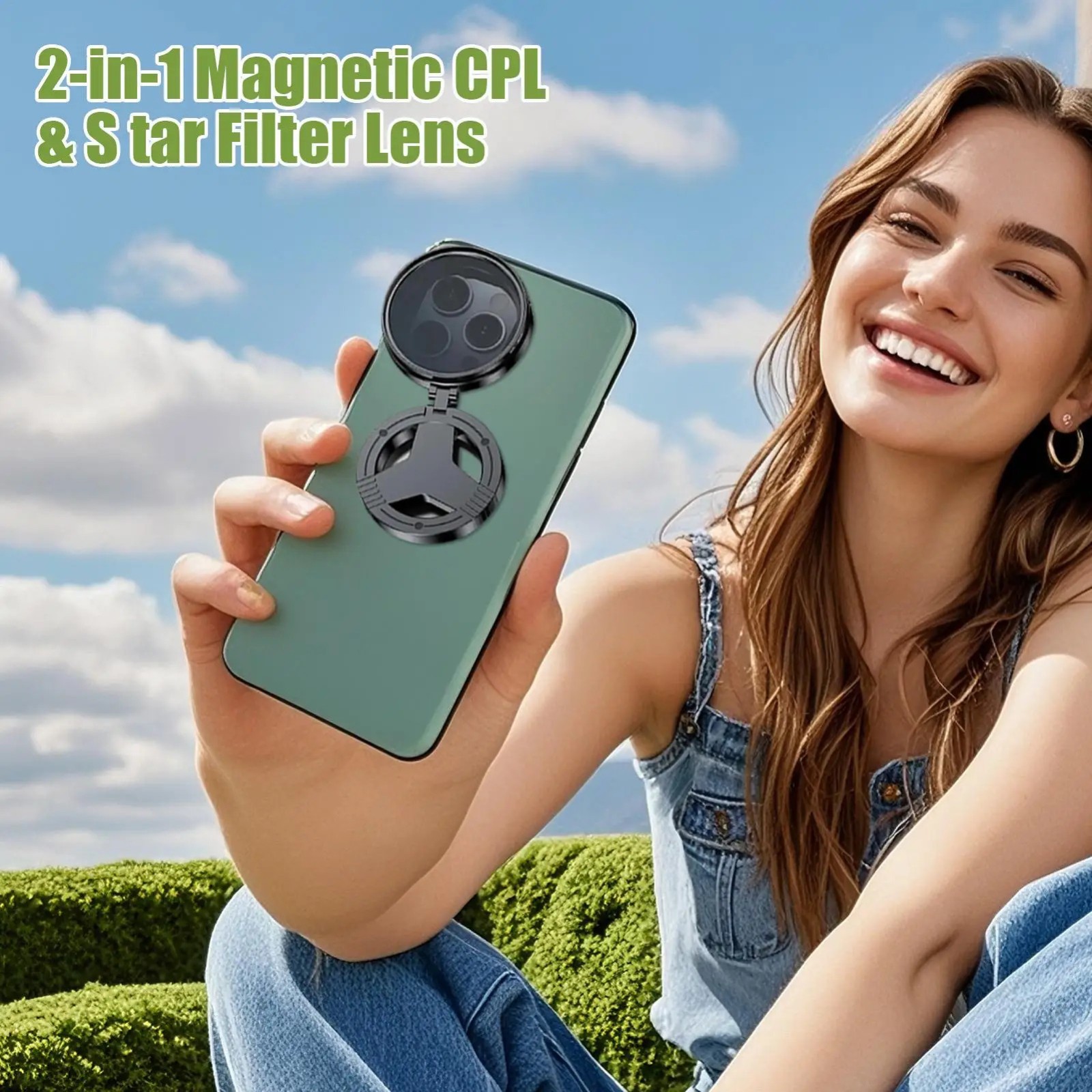 52mm CPL Polarizer Phone Lens Filter Magnetic Clip Anti Glare for Smartphone