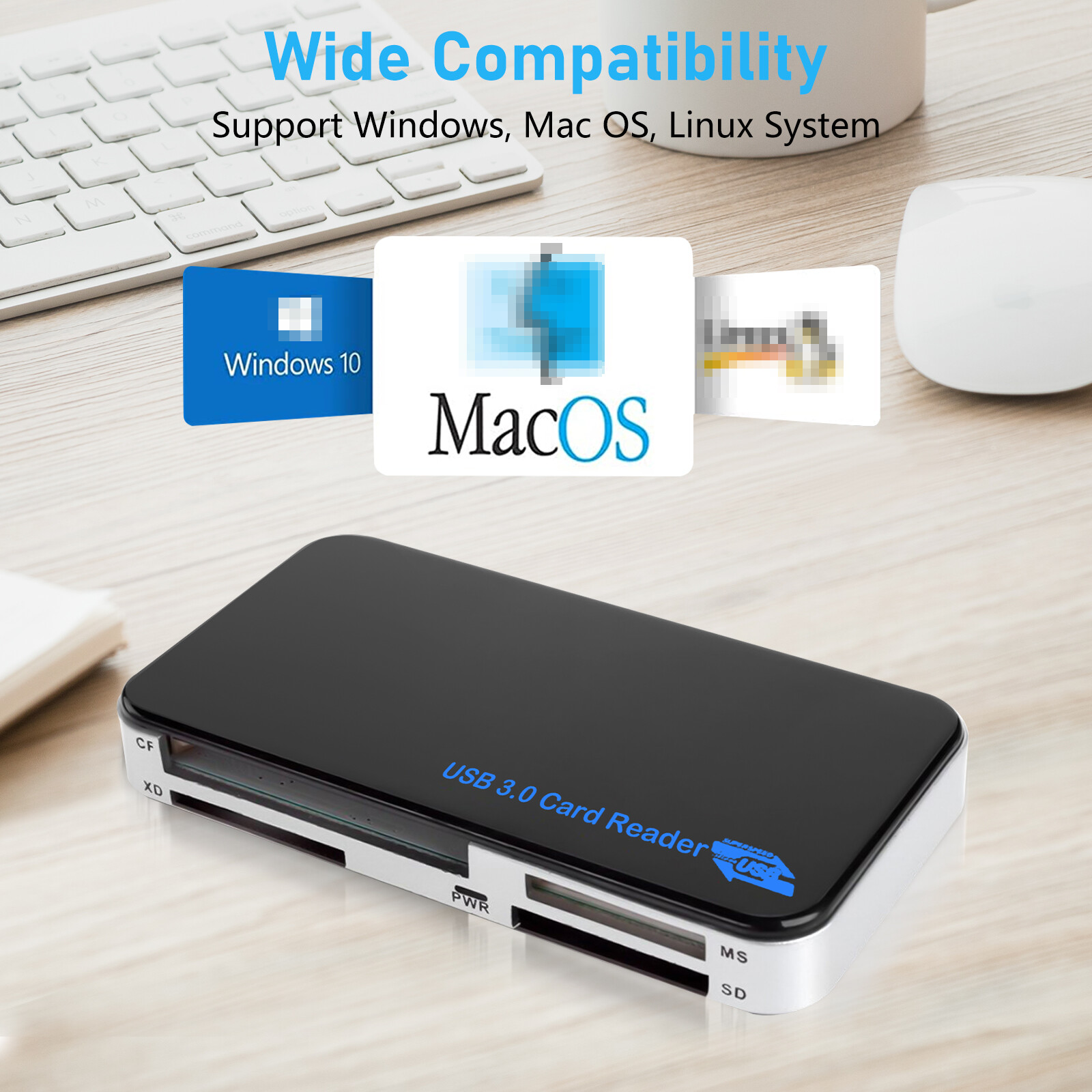 USB 3.0 Memory Card Reader Adapter 5GBPS for CF/ TF/ SD/ Micro SD/ XD/ M2/ MS