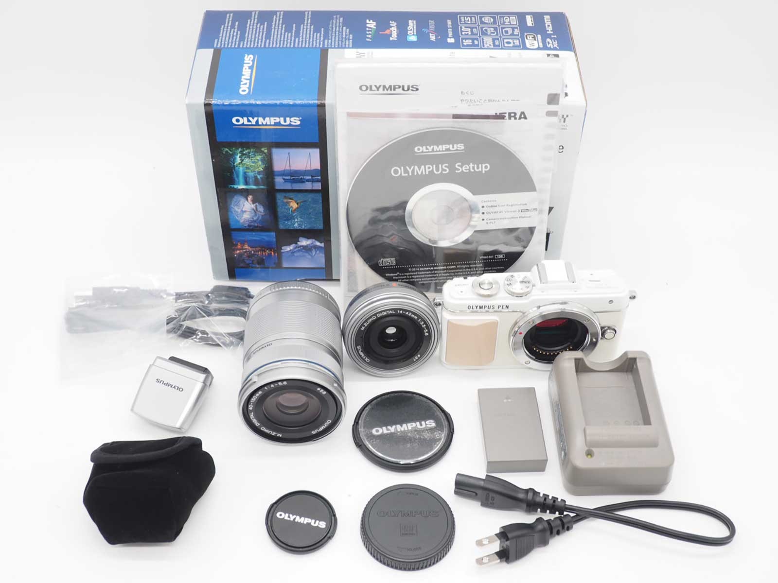 Olympus E-PL7 White EZ 14-42 40-150 Lens 977 Shots w/ Box [Near Mint] #Z6190A