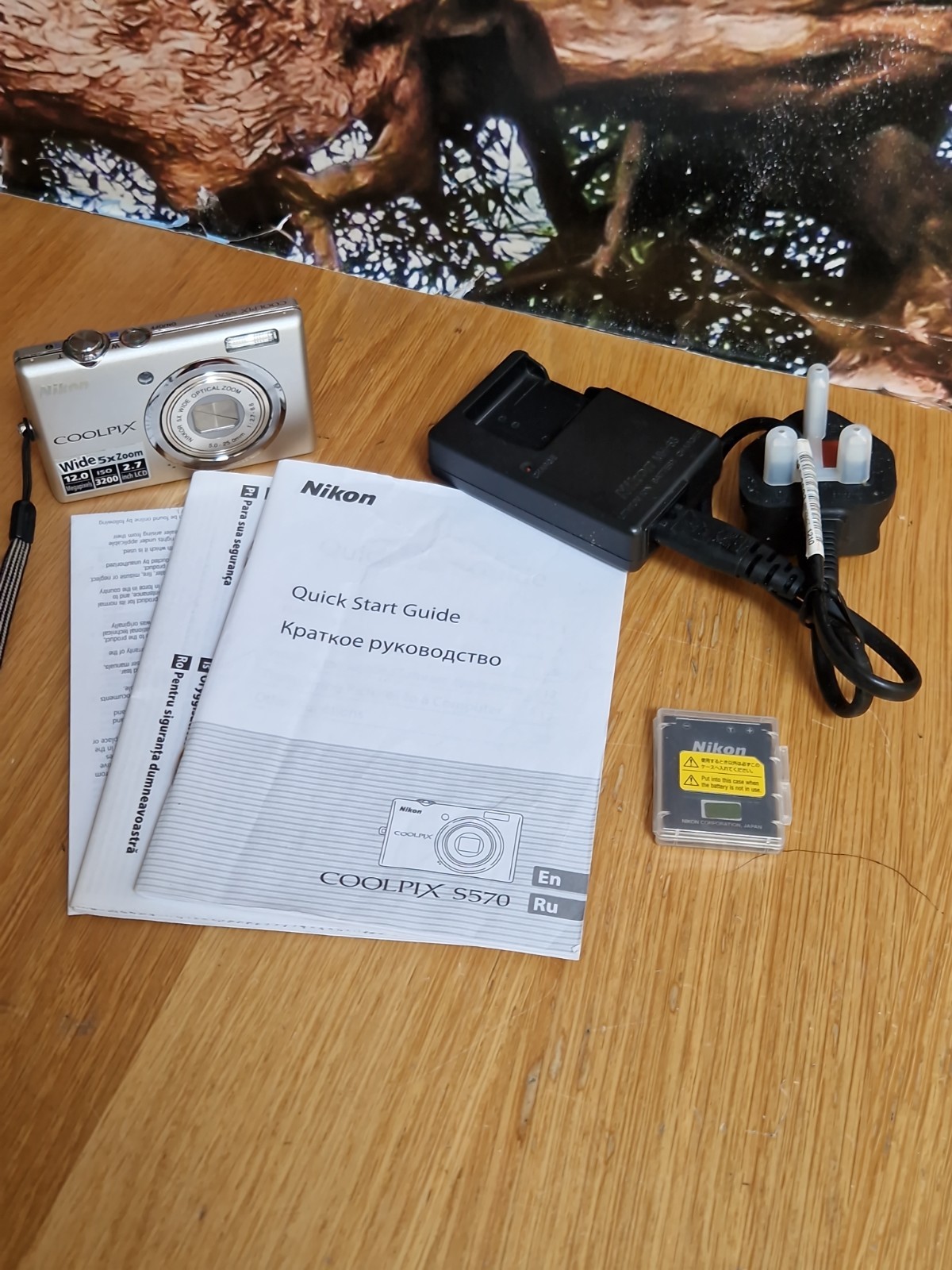 Nikon Digital Camera Coolpix S570 12 MP Silver + Case Battery Charger
