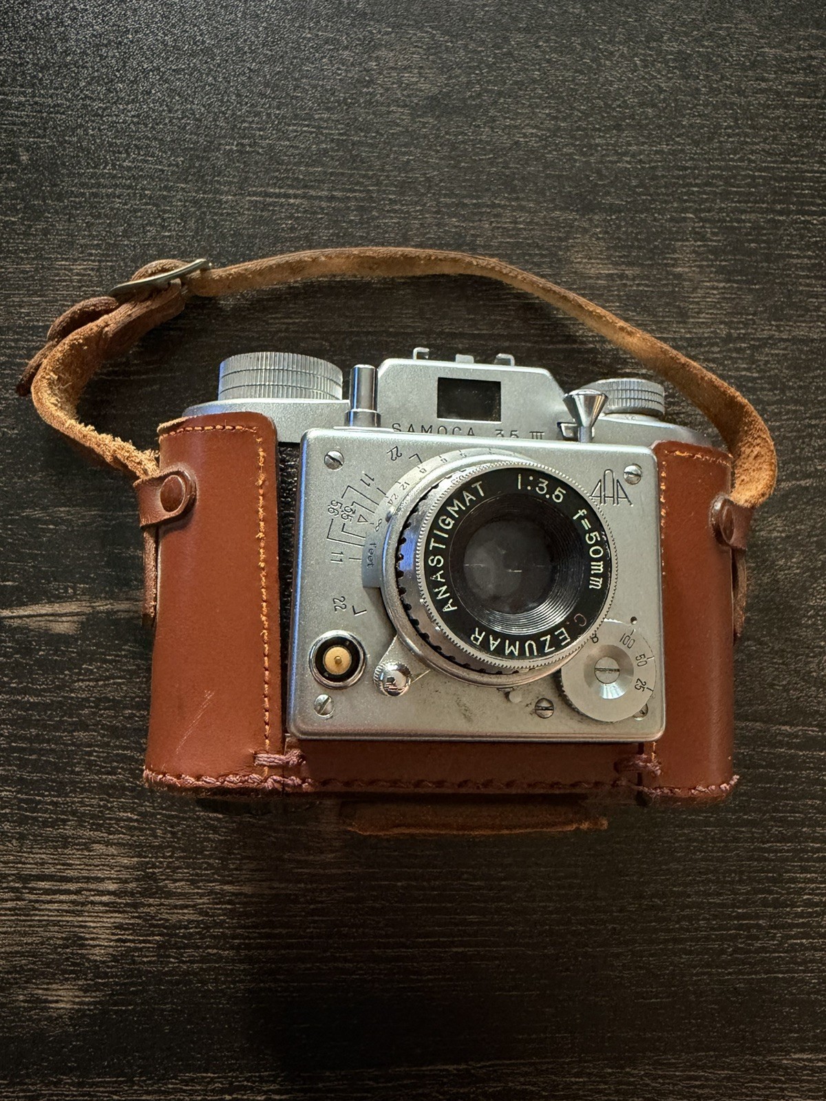 Vintage 1950s Samoca 35 IIIA Rangefinder Camera w/ Leather Case Japan Untested