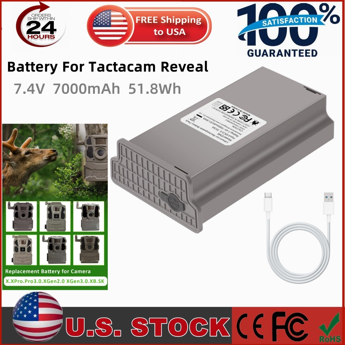 🔥Rechargeable Battery for Tactacam Reveal Trail Camera X Gen 3.0, 2.0, Pro 3.0