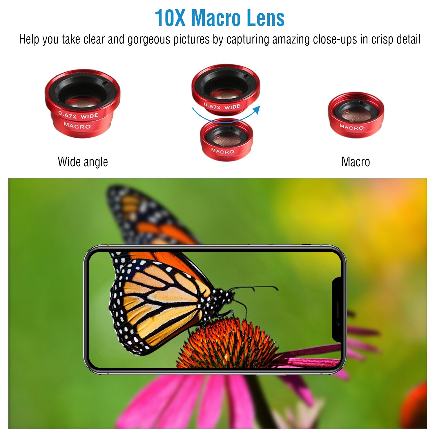 Camera Lens Kit Universal 3in1 Magnetic Wide Angle Fish Eye Macro For Cell Phone