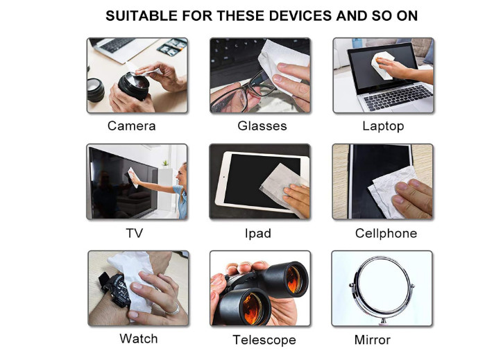 Screen Wipes Glasses Tablets Displays Phone Moistured Lens Wipe Laptop 100 Pack