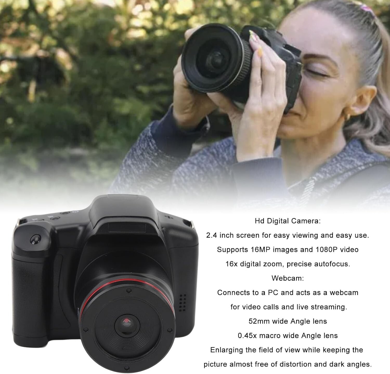 Digital Camera for Photography,Auto Focus 4K Camera with Built in Flash Lamp,16x