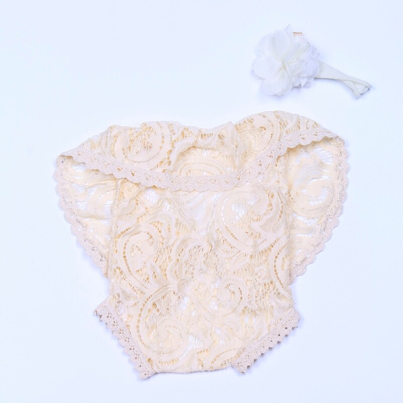 2 Pcs 0-1 Month Newborn Photography Props Baby Headband Bows Lace Romper