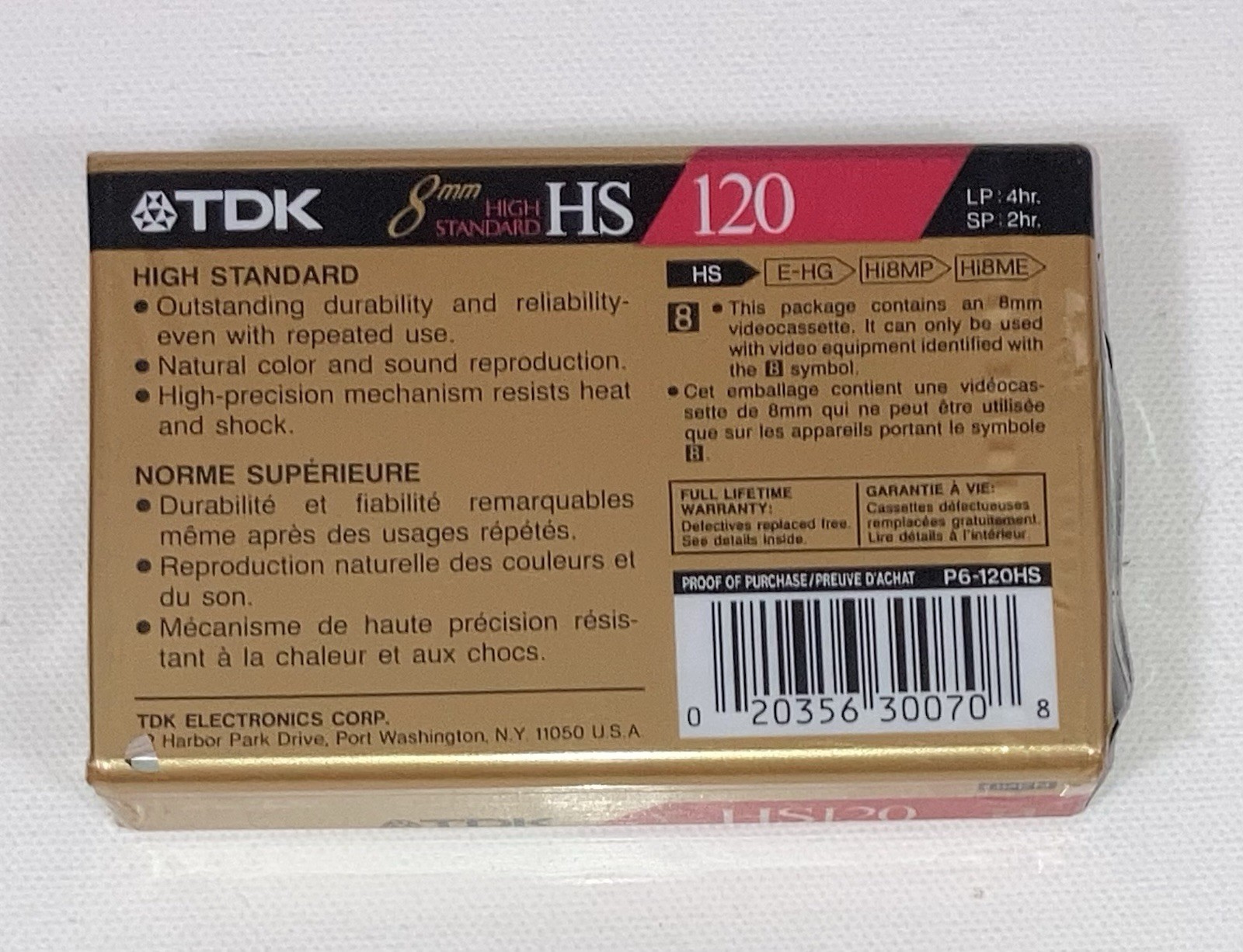 TDK 8mm HS120 Video Cassette – New Sealed