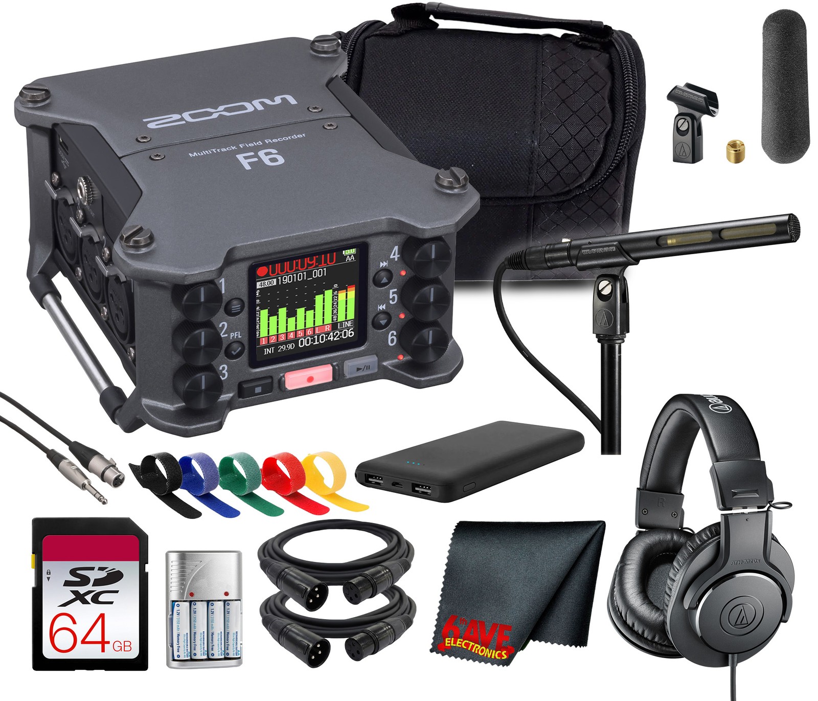 Zoom F6 Professional Field Recorder USB Interface Bundle