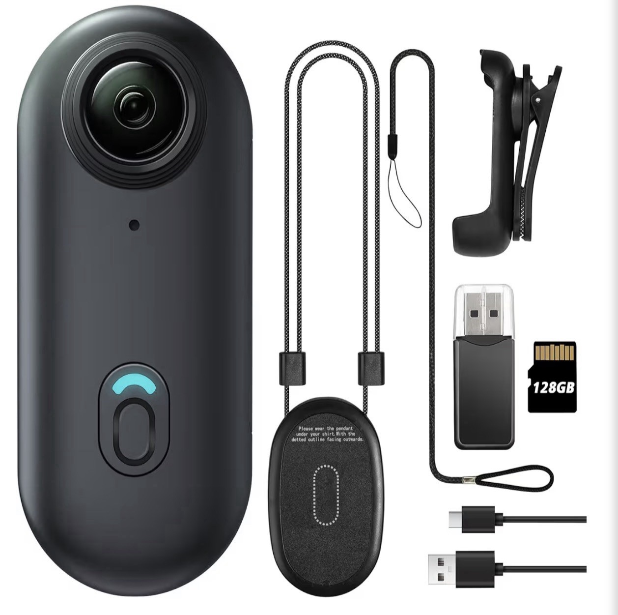 Meoilkolnm Mini Wearable Body Worn Action Camera, FHD 1080P, Thumb Size BLACK