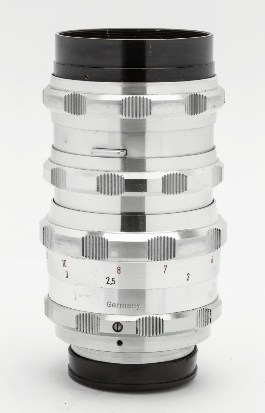 (6) A.Schacht Ulm Travenar 135/3,5 lens Exakta mount caps case crystal clear