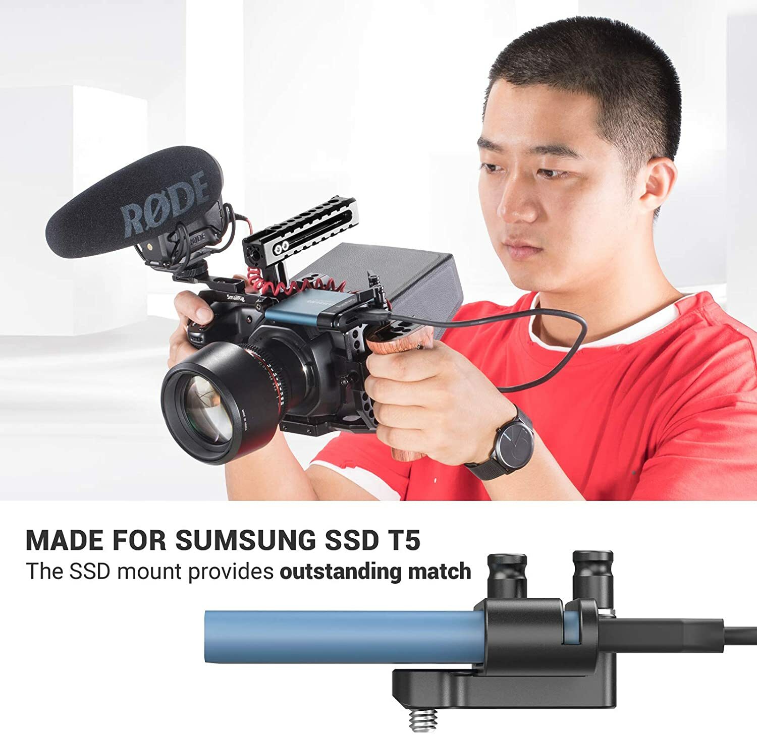 SmallRig T5 SSD Holder for Samsung,SSD Mount for Smallrig bmpcc 4K/6K Cage-2245B