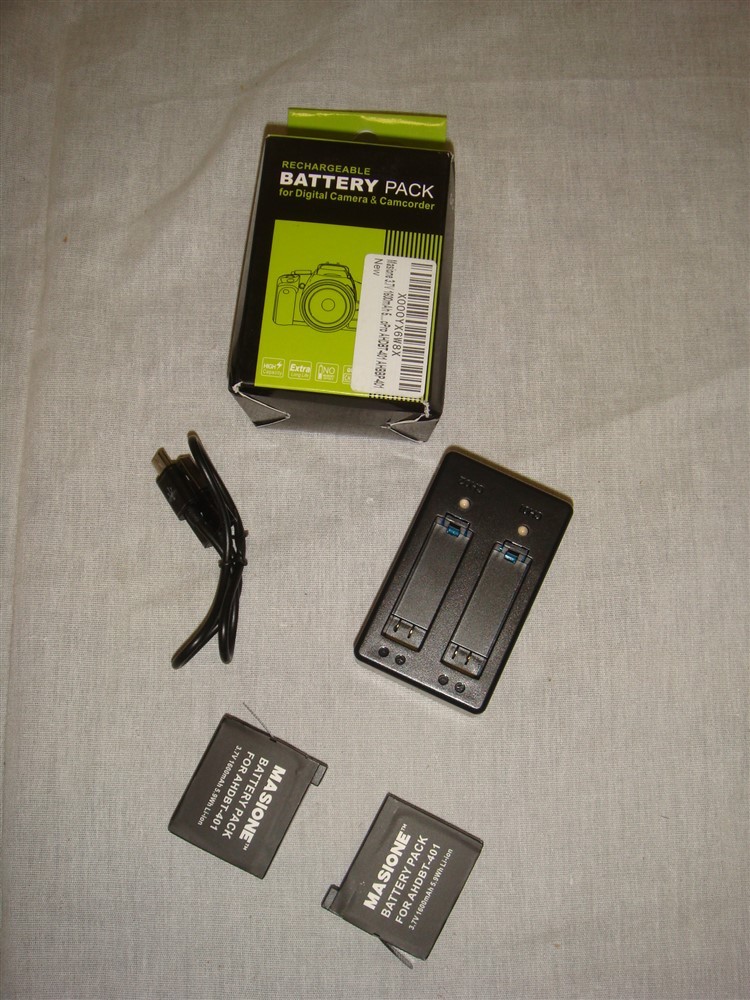 MASIONE 2 1600mah BATTERY KIT WITH CHARGER FOR GOPRO HERO 4 AHDBT-401