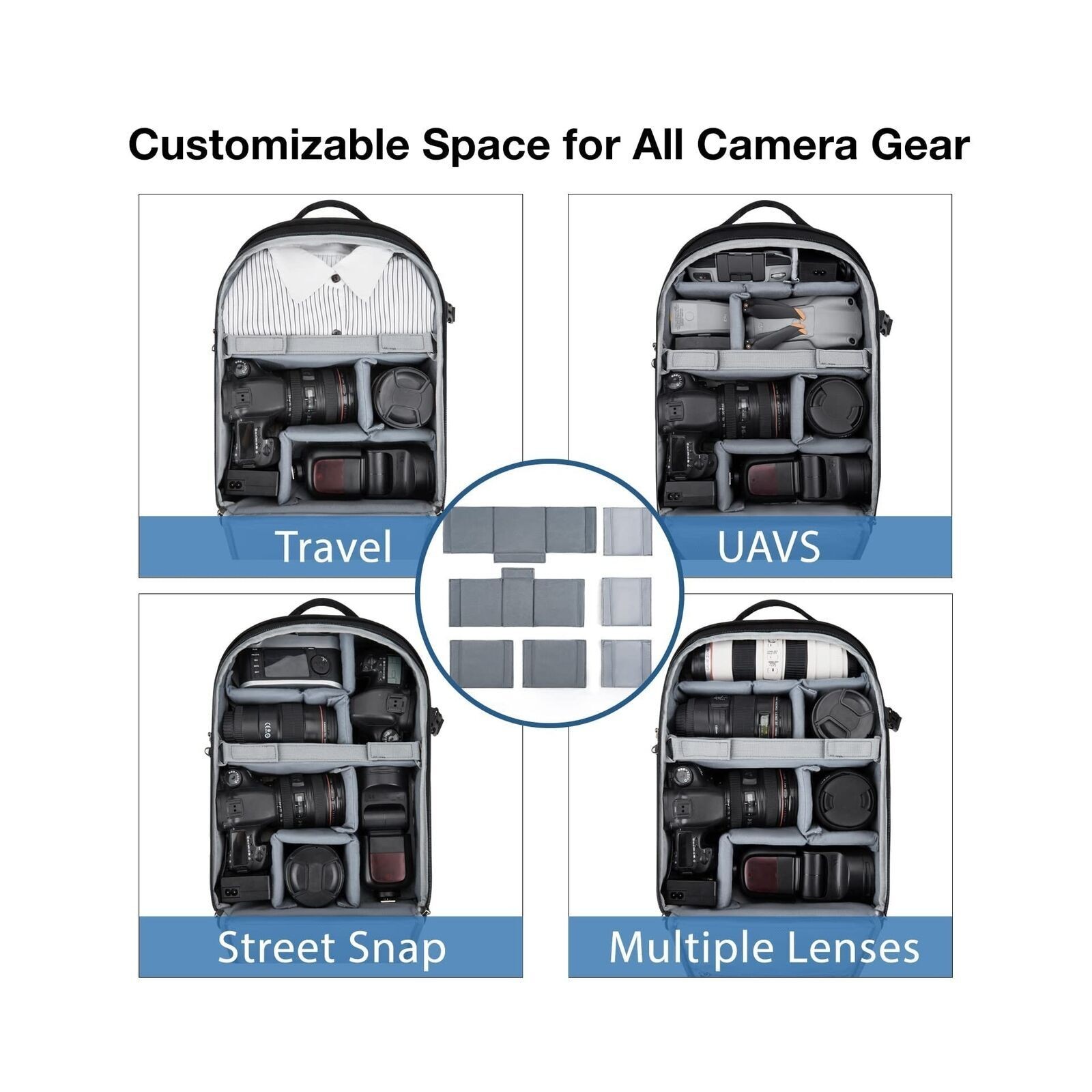 BAGSMART Camera Backpack, DSLR SLR Camera Bag Backpack Fits 15.6 Inch Laptop