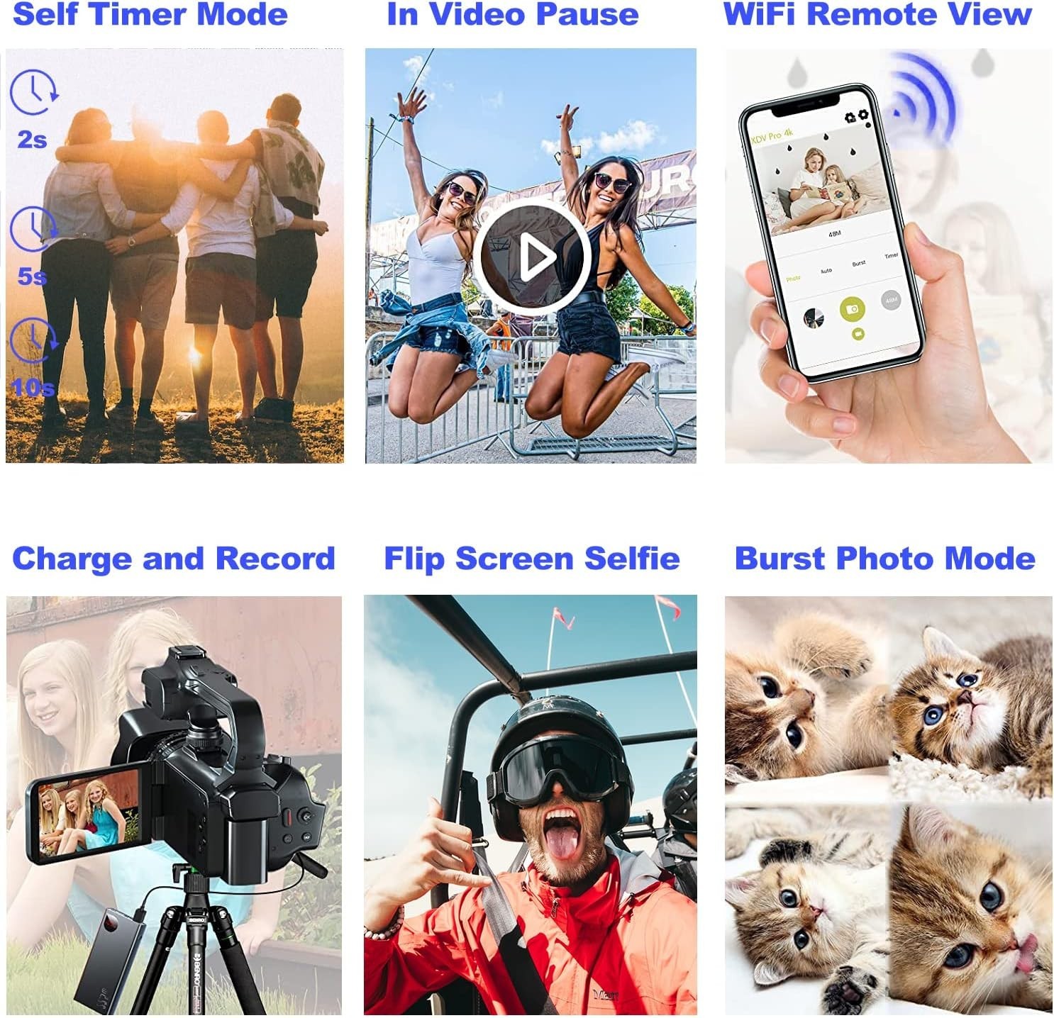 6K Video Camera Camcorder – 64MP Vlogging Camera for YouTube, 60FPS, 18X Zoom