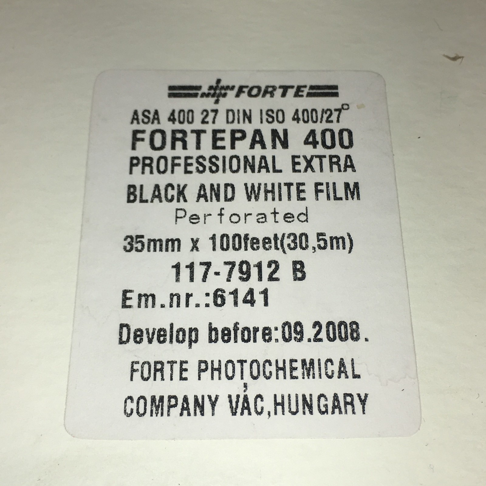 FORTEPAN 400 ISO 35mm FILM EXPIRED VINTAGE EXP 2008 FREEZER STORED 100 FEET CAN
