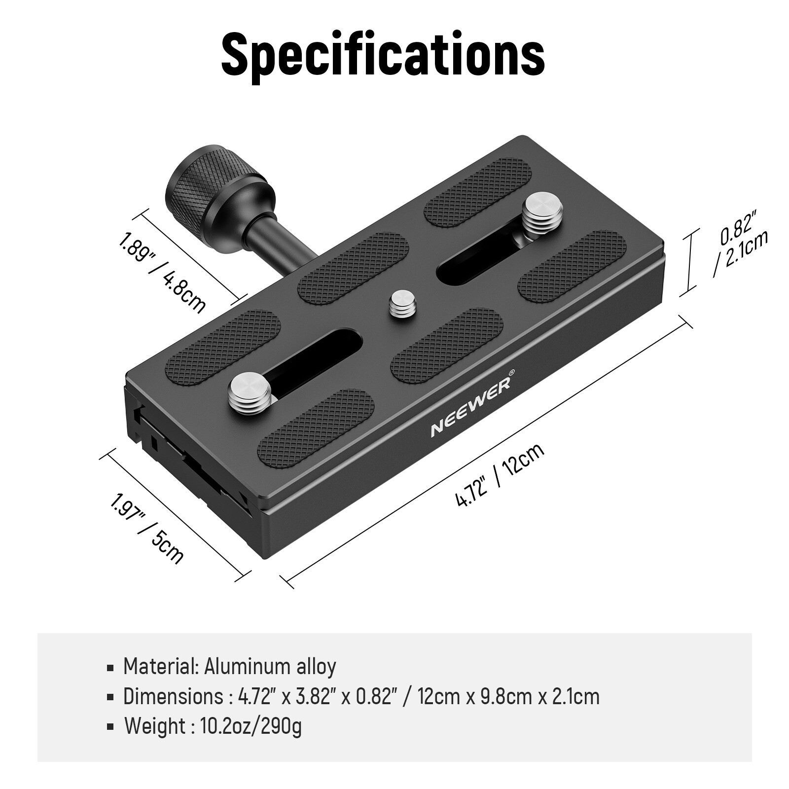 NEEWER 120mm QR Plate&Clamp Adapter Set for Arca Swiss Tripod Monopod Ball Head