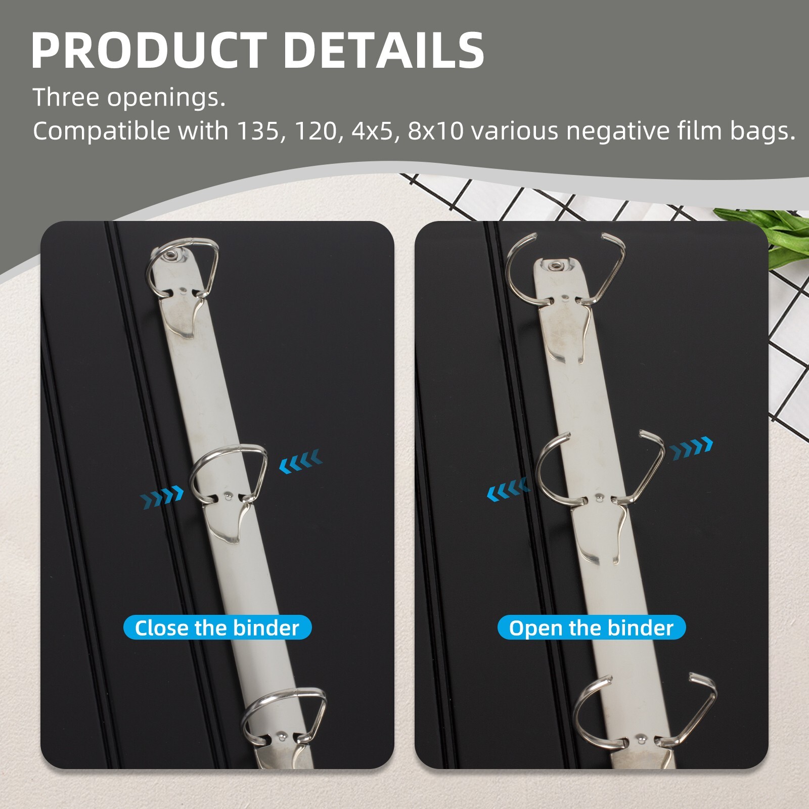 Acid Free Archival Film Bag Album 135 35mm Negative Pages 3 Ring Binder Film Bag