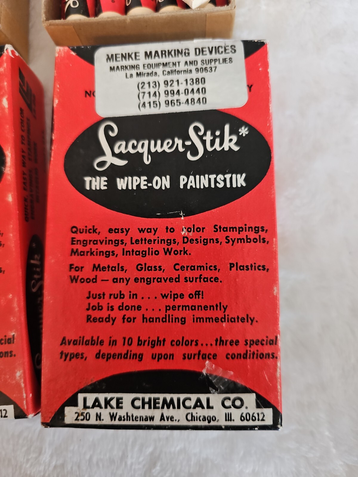 1ea – NOS Lacquer-Stik Paintstick, Black. “The Wipe-On Paintstick”