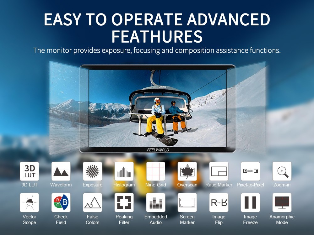 FEELWORLD P6XL 6 Inch Aluminium Built-in Battery DSLR Camera Field MonitorTouch