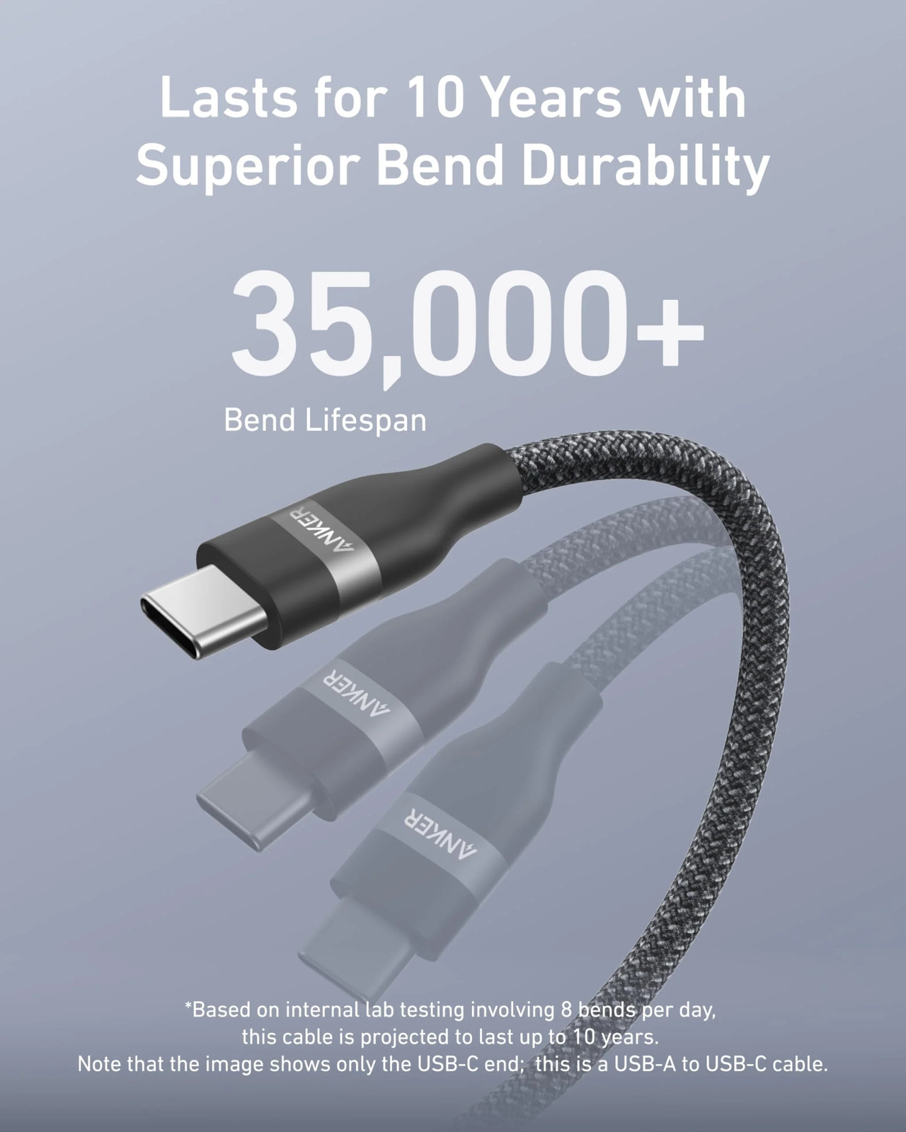 Anker USB-A to USB-C Cable (3 ft/6 ft, Upcycled-Braided)