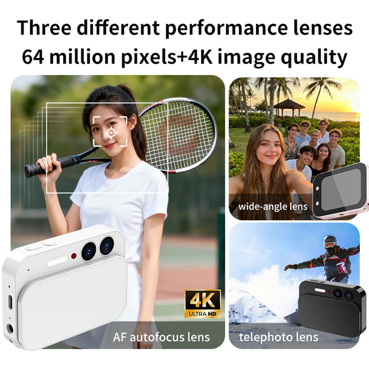 Slider Touch Screen Digital 4K HD Camera 2.8″ CCD 64MP Video Recording Music MP4