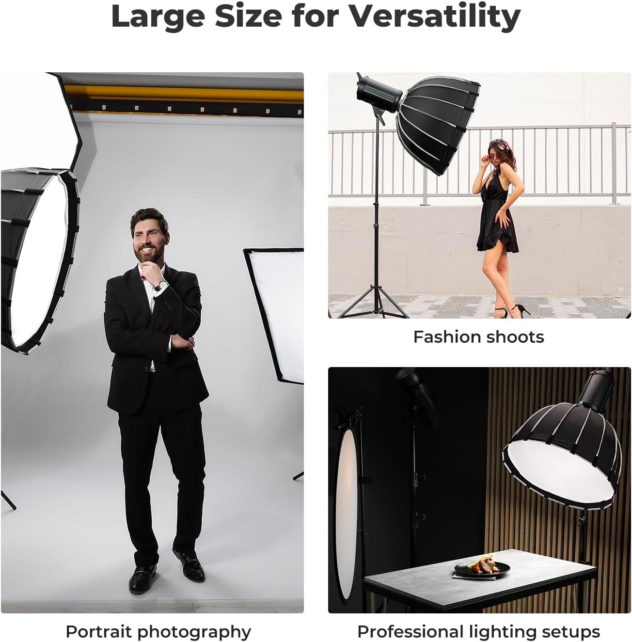 K&F Concept 60/90/120cm Parabolic Softbox Quick Release Bowens Mount + Grid+ Bag