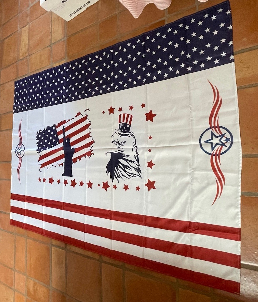 54 X 70” Patriotic Backdrop Eagle Statue Of Liberty Wall Hanging Red White Blue