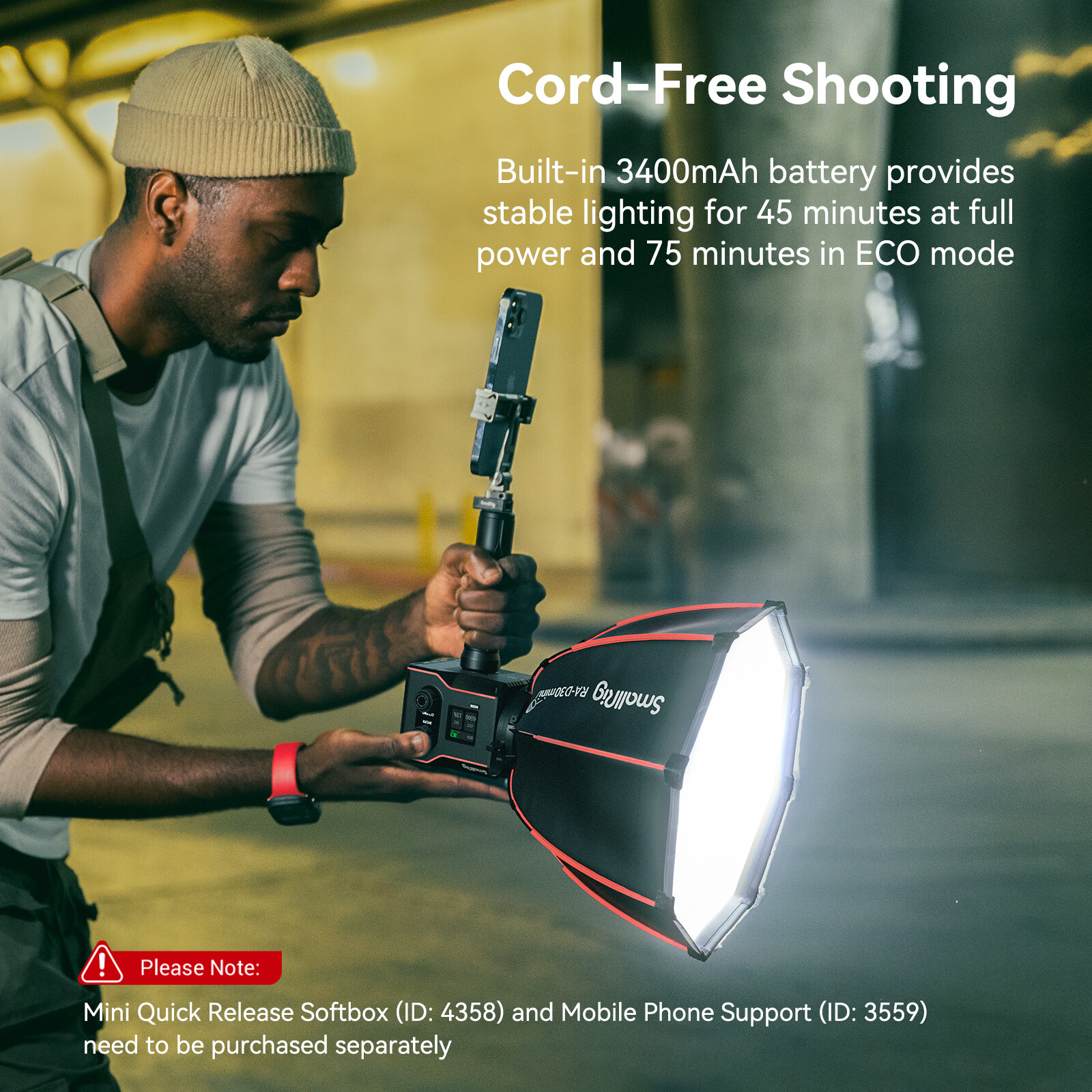 SmallRig RC 60B COB Video Light with Built-in 3400mAh Battery for Camera