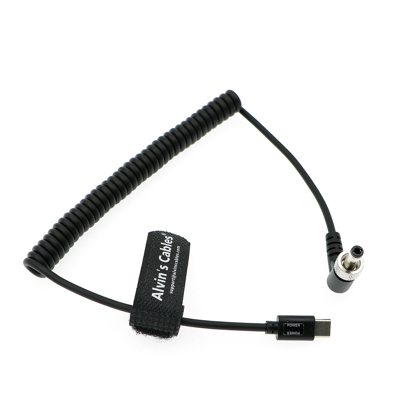 PD USB-C Type-C to Lock DC 12V Coiled Power Cable for Blackmagic Video Assist