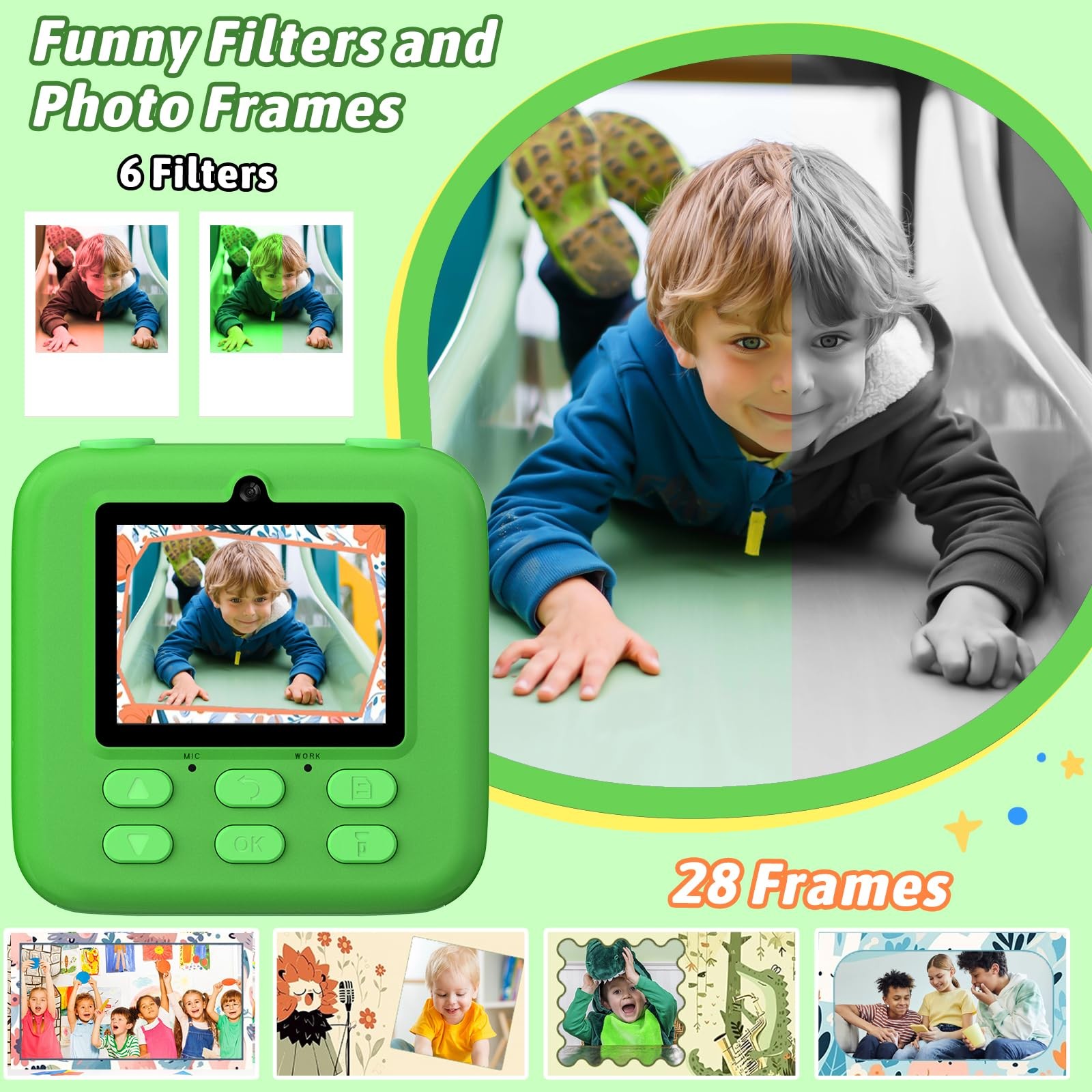 Kids Instant Digital Cameras for Boys and Girls, 1080P HD Dual-Lens Selfie Di…