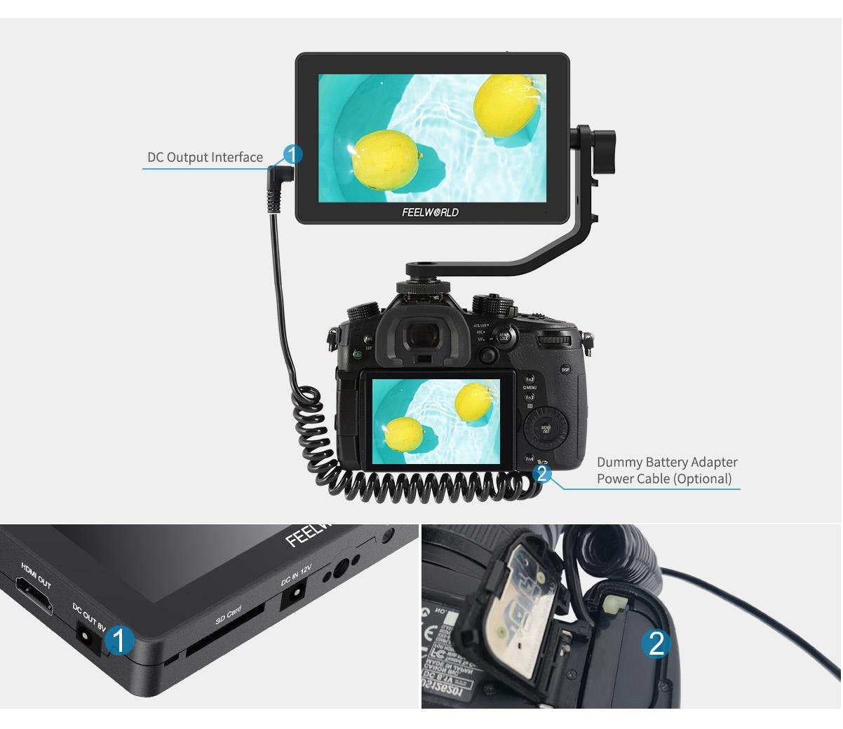 FEELWORLD F6 Plus V2 6 inch 4K HDMI 3D LUT DSLR Camera Field Monitor Touchscree