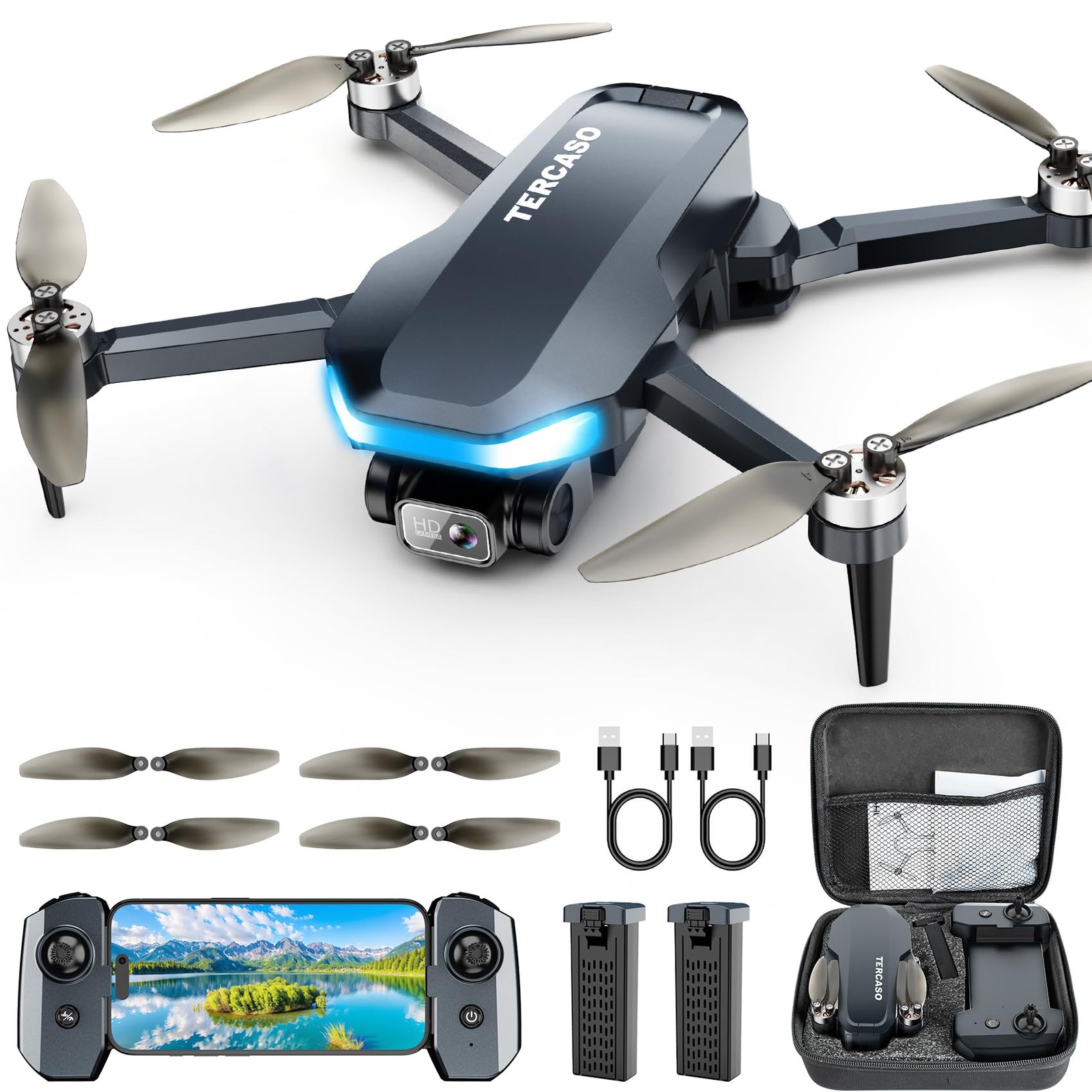 Drone with Camera for Adults 2K HD Camera FPV Live Video, GPS Drone with Aut…