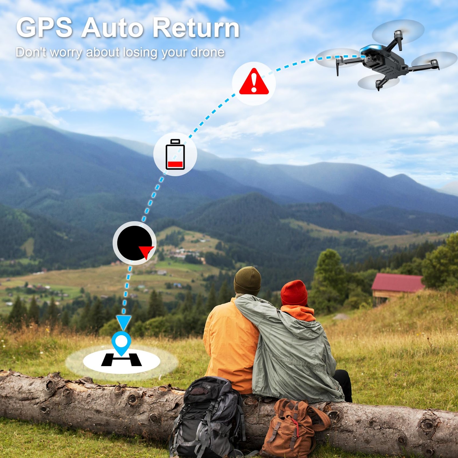 Drone with Camera for Adults 2K HD Camera FPV Live Video, GPS Drone with Aut…