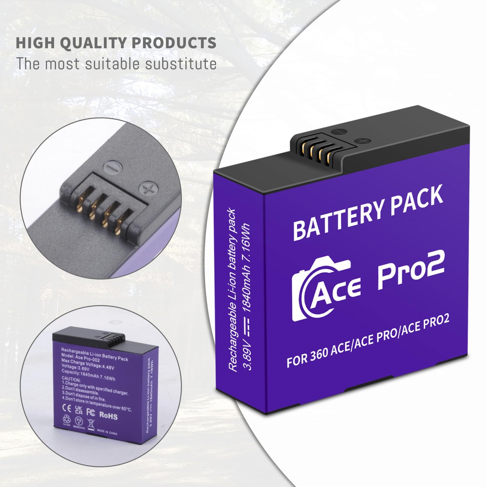 2-Pack 1800mah Ace 2 Battery and 3-Channel Fast Charger Hub, for Insta360 Ace…