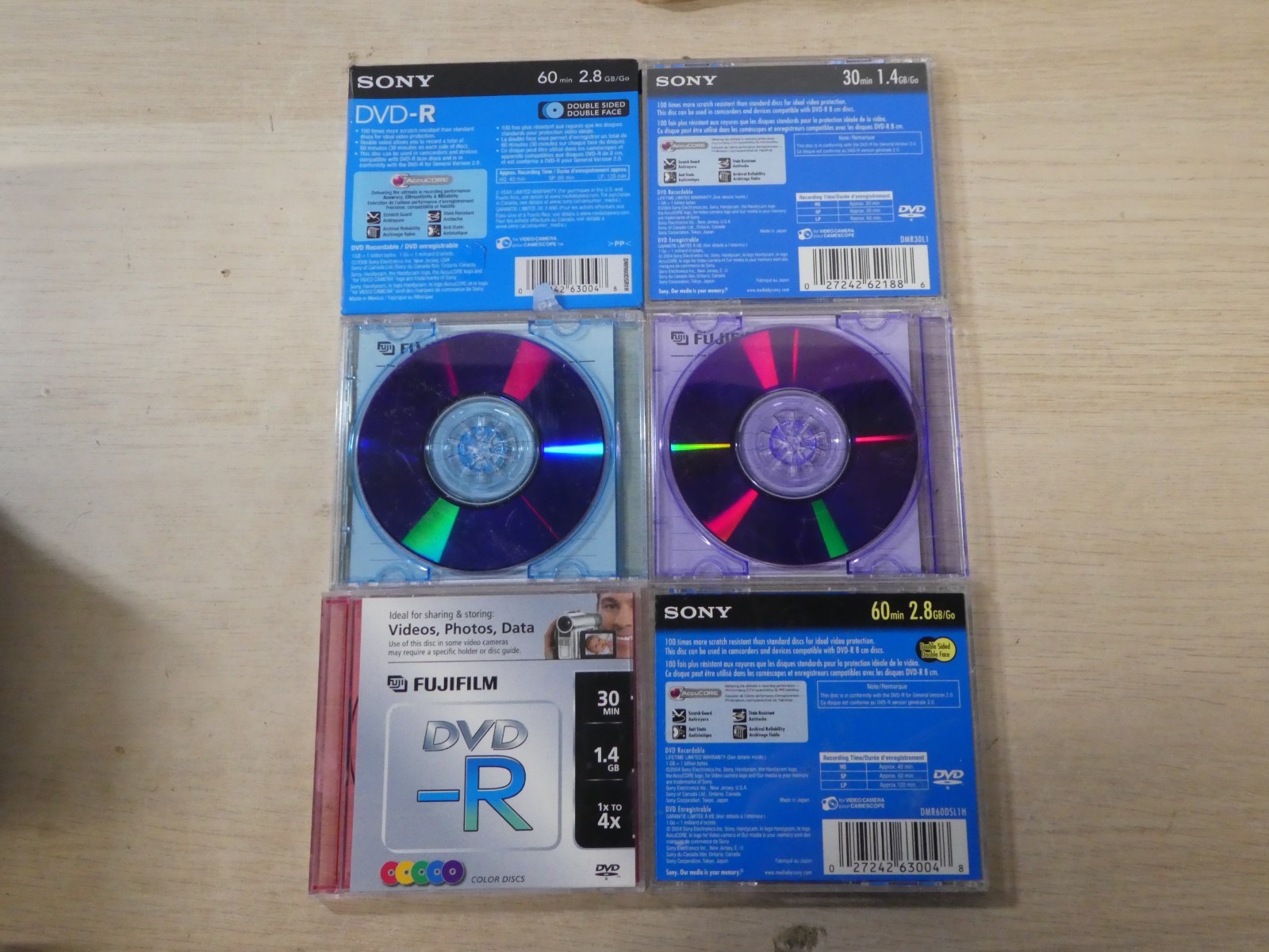 Sony DVD-R Handycam Lot of 6 One is Sealed Fujifilm DVD Recordable Discs Videos