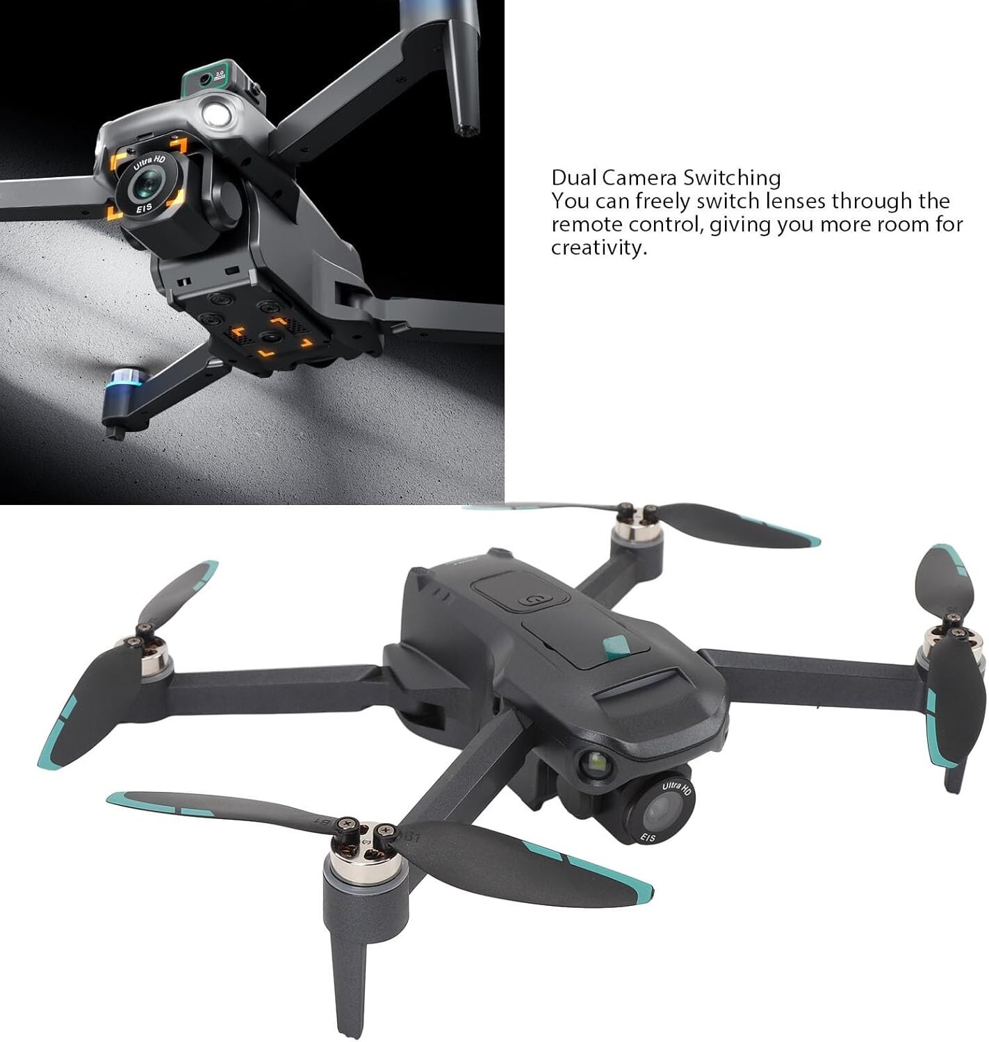 RC Drone Brushless, HD Dual Camera Quadcopter, Obstacle Avoidance LCD Screen Opt