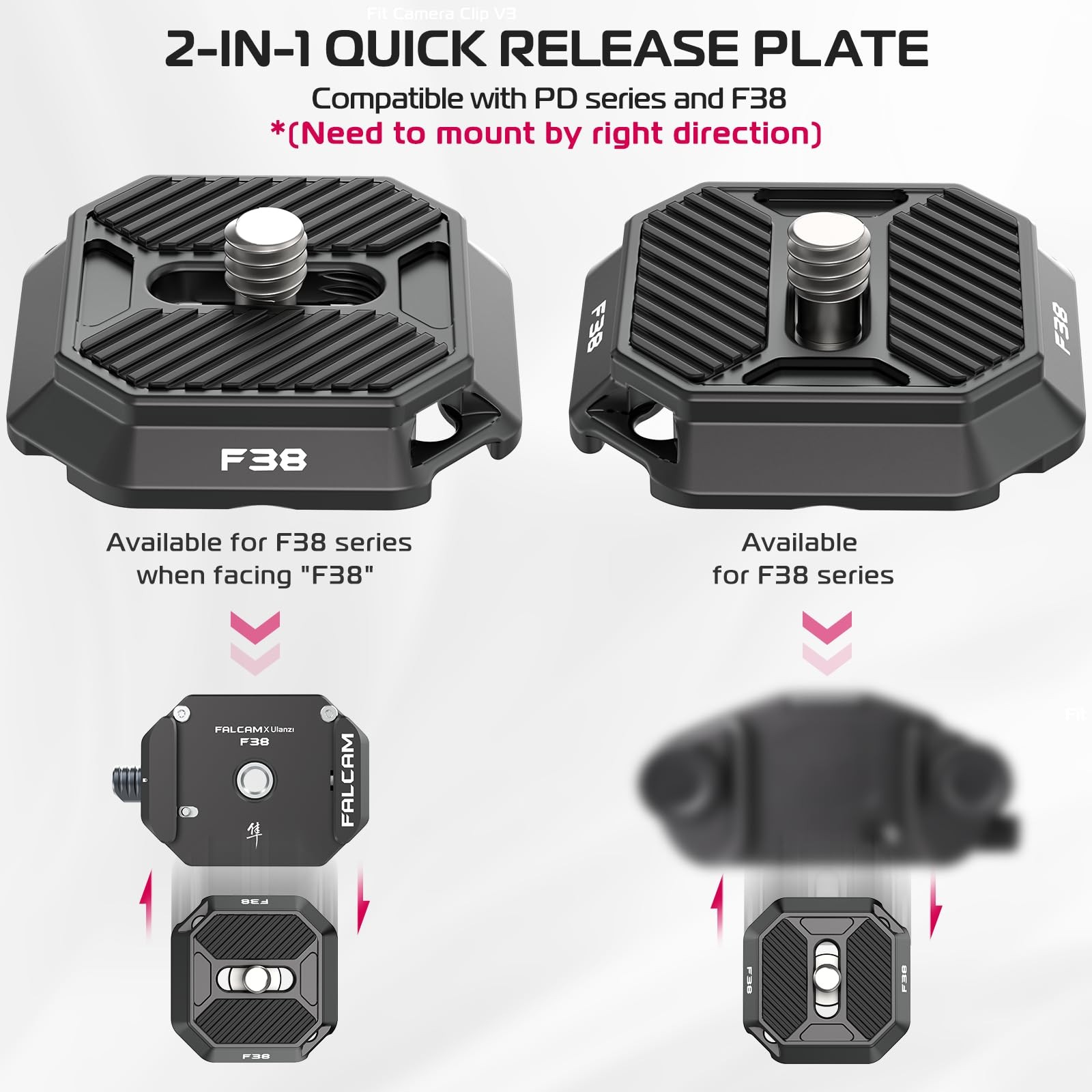 Falcam F38 Camera Quick Release Plate 38mm Mounting Adapter 1/4 Screw Top