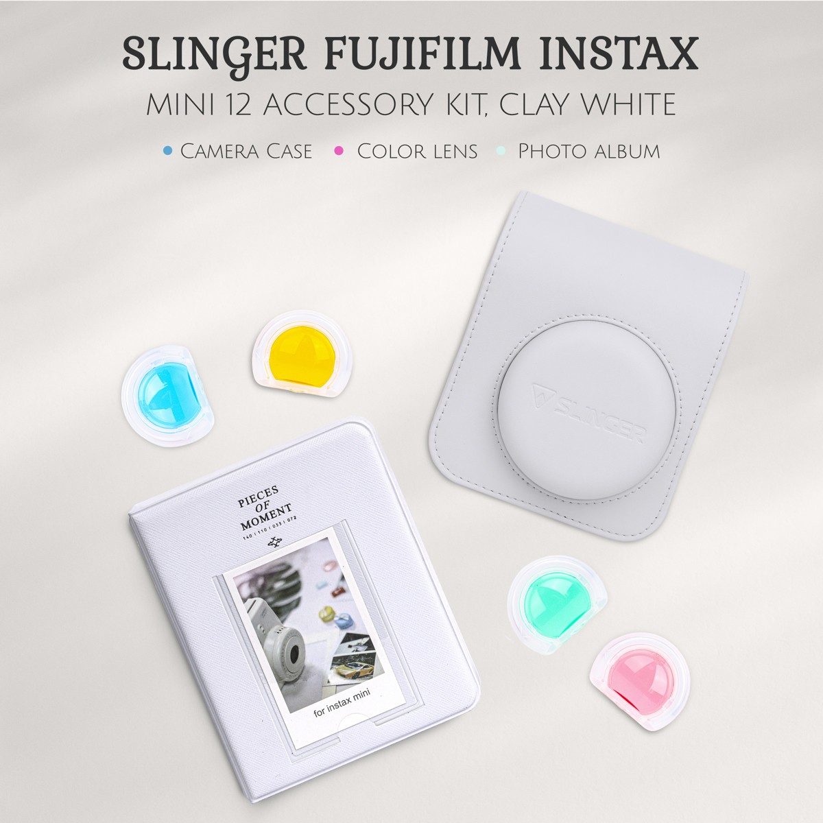 Slinger FujiFilm Instax Mini 12 Accessory Kit, Clay White #SL-FJIM12-AW