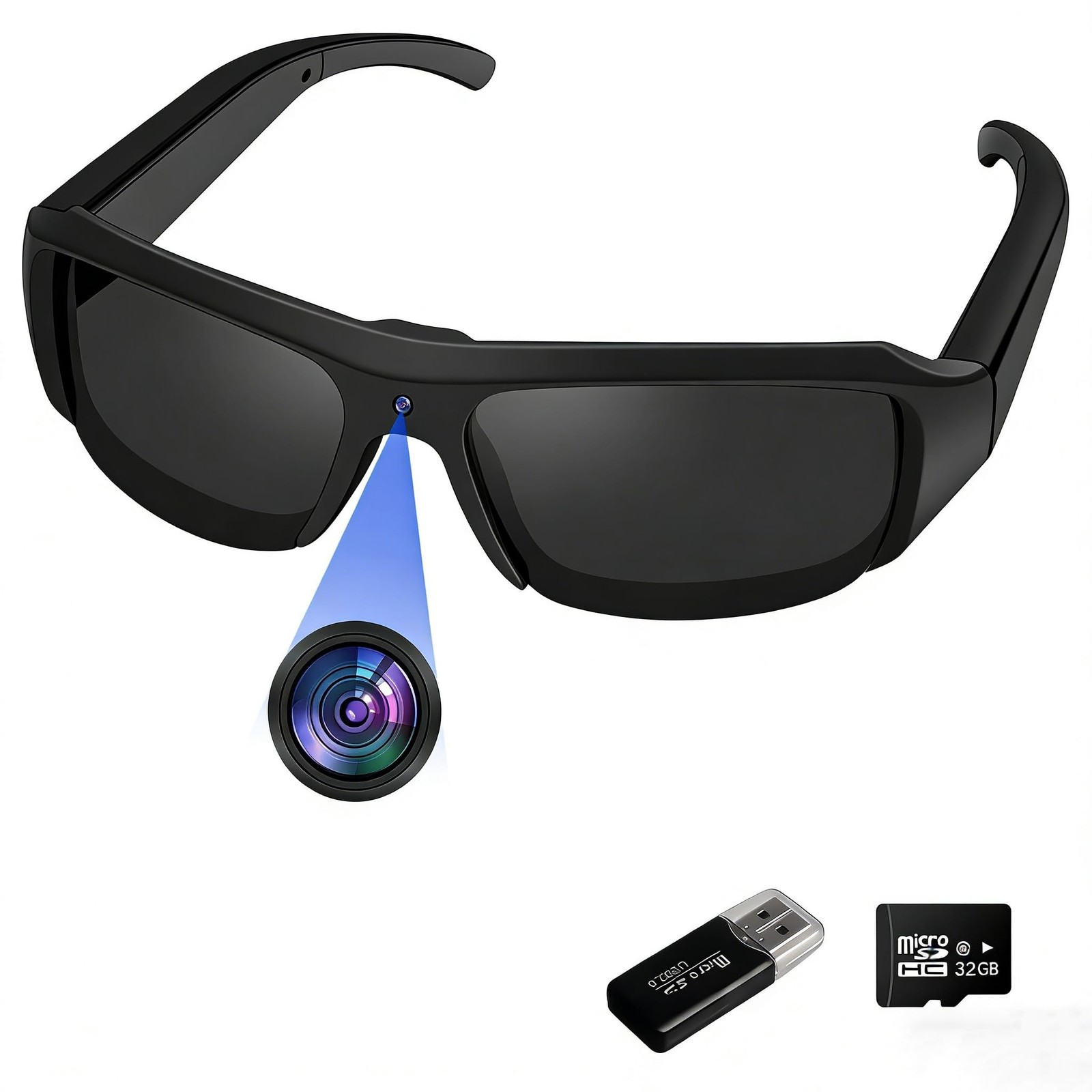 TANGMI 1080P Smart Action Sunglasses with 32GB SD Card