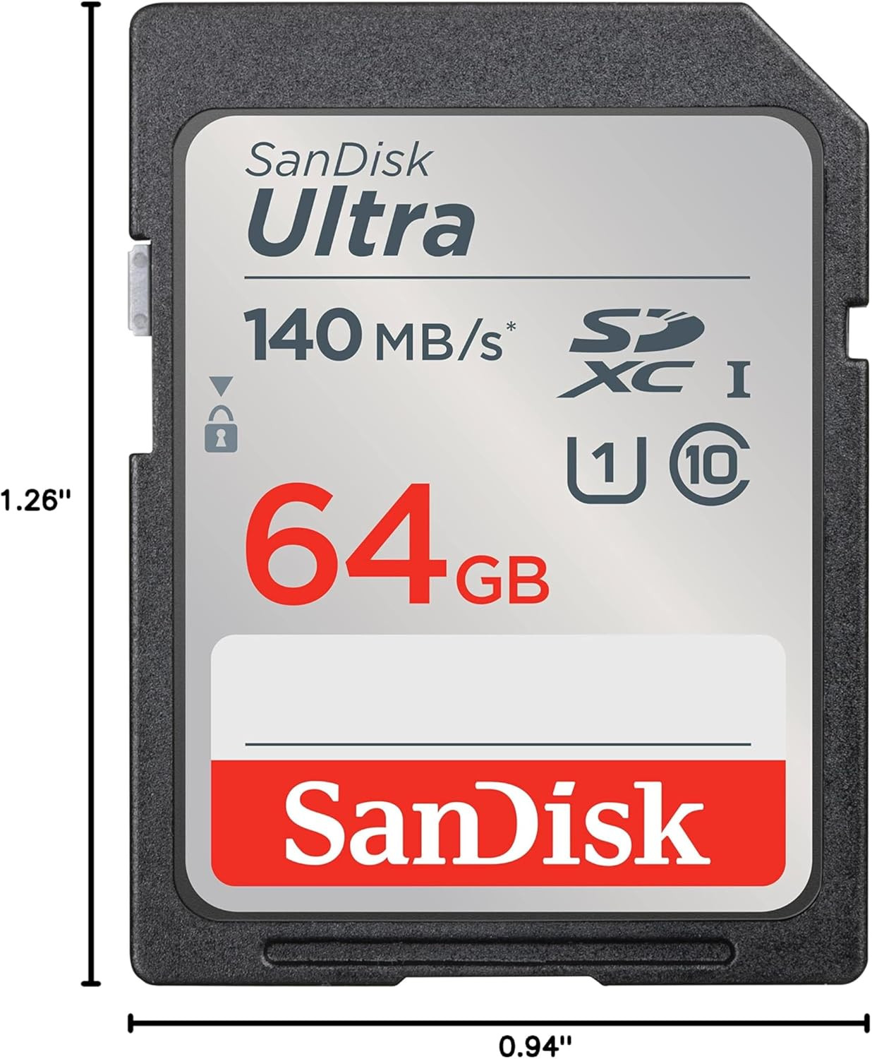 SANDISK 64GB Ultra SDXC UHS-I Memory Card – up to 140Mb/S, C10, U1, Full HD, SD