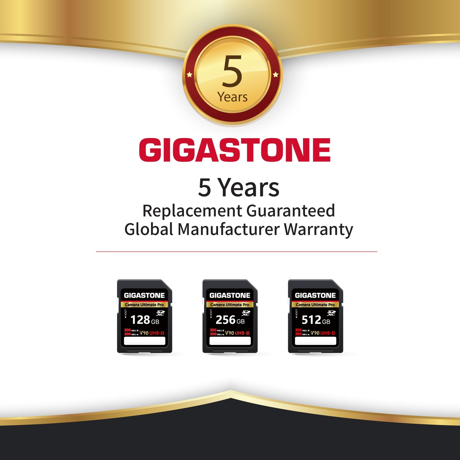 【5-Years Data Recovery】 GIGASTONE 256GB SD A1 V90 Camera Ultimate Pro