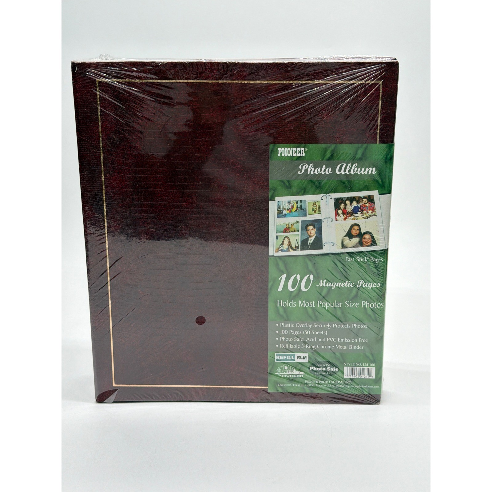 Pioneer Photo Album LM-100 Burgundy Gold Trim 100 Magnetic Pages 3-Ring Binder
