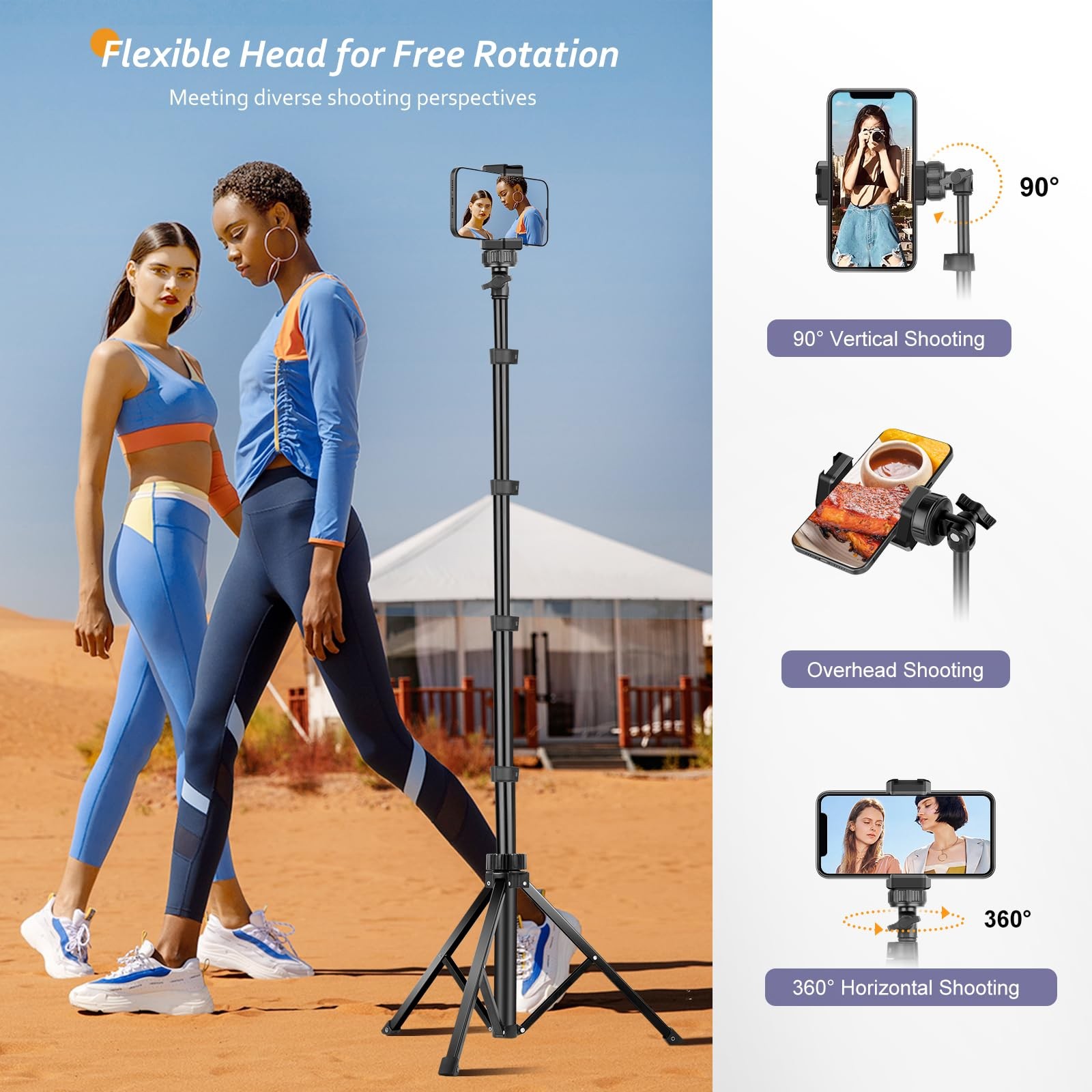 Aureday 62″ Phone Tripod & Accessory Kit – Camera/Cell Phone Stand w/Remote