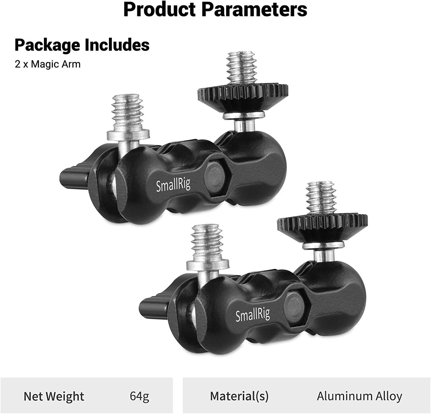 SmallRig 2158 2PCS Universal Magic Arms with Small Ballhead for Monitor