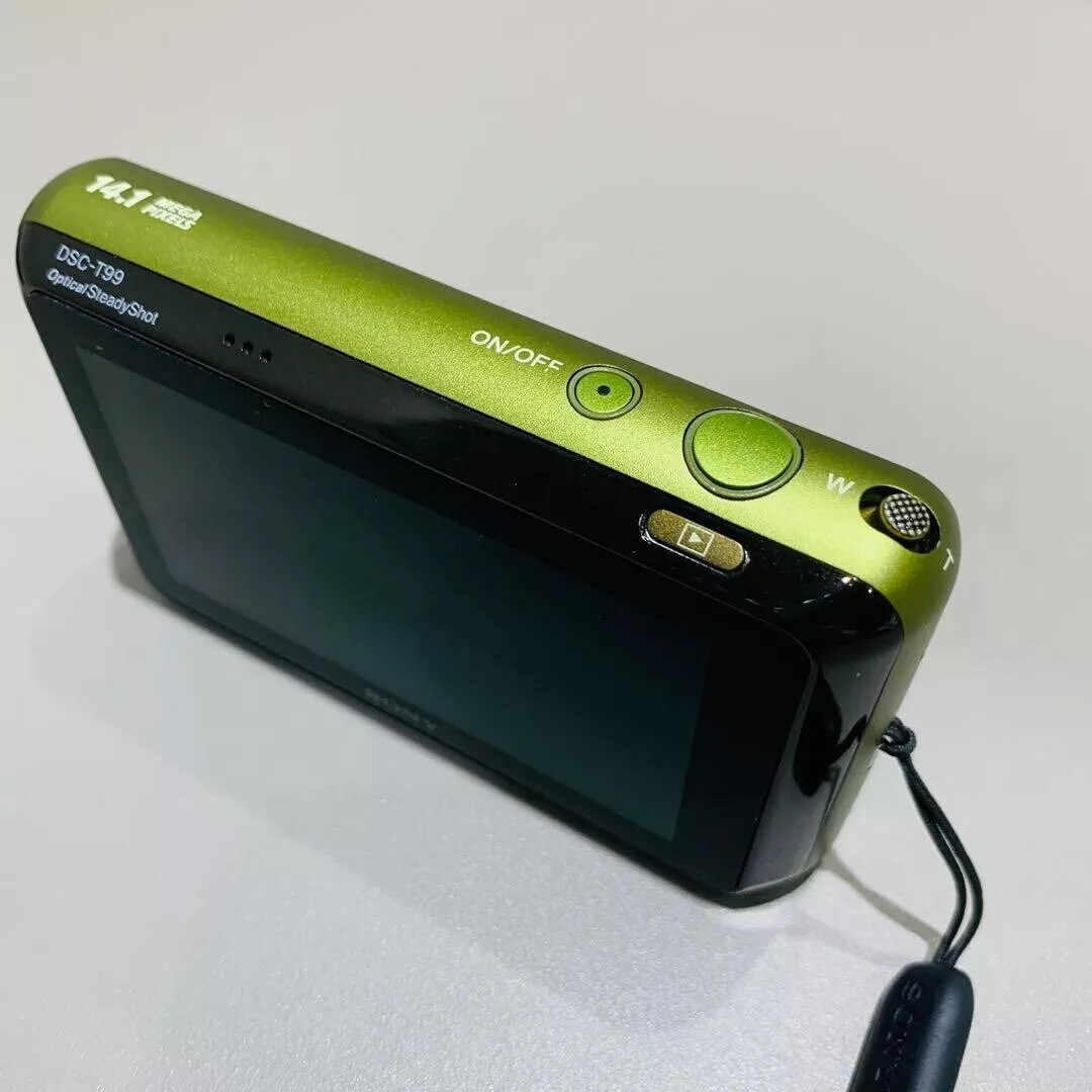 Green Sony Cyber-Shot DSC-T99 14.1MP Digital Camera Touch Screen Rare English