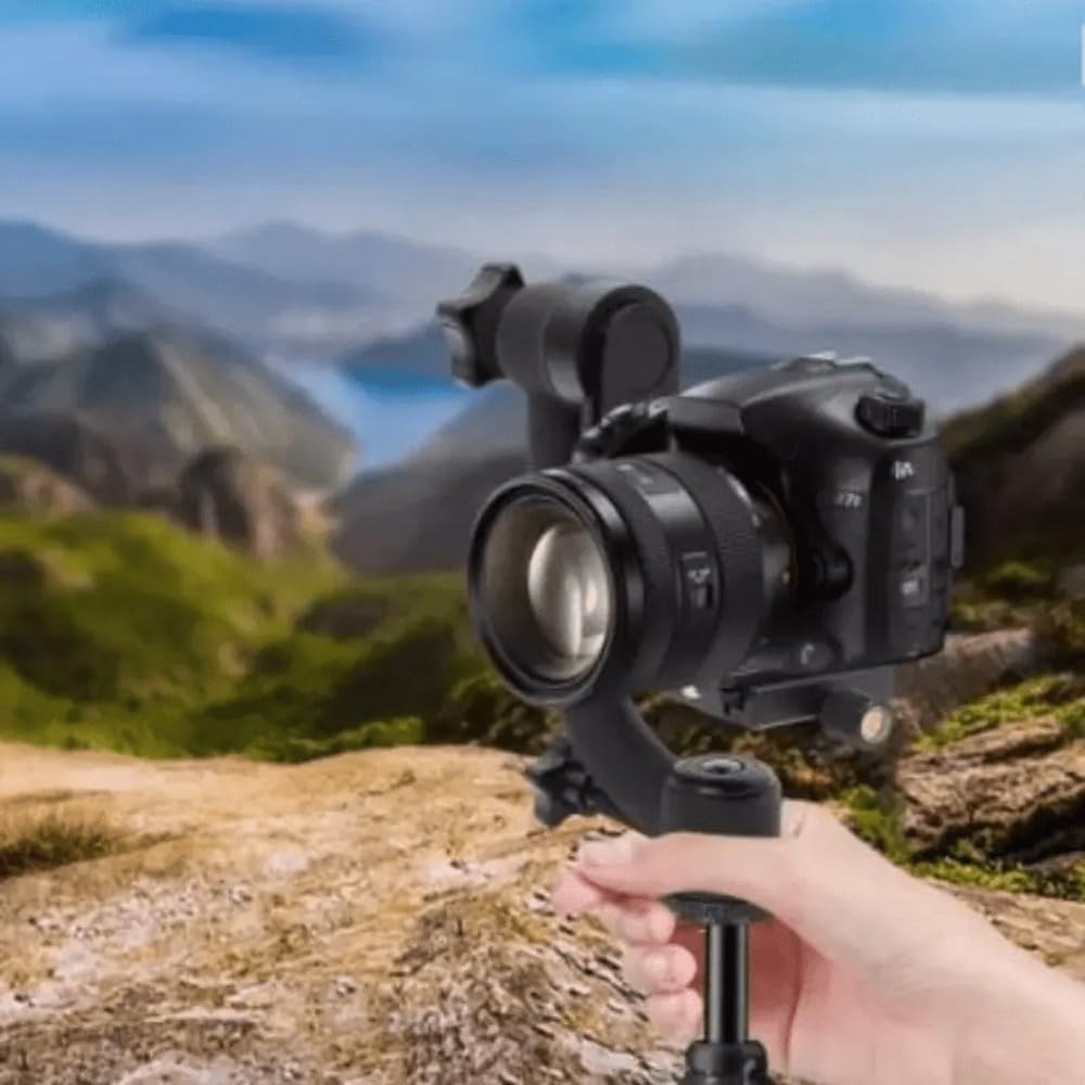 Aluminum Alloy Gimbal Tripod Head with 1/4″ Quick Release Plate – 360° Rotati…