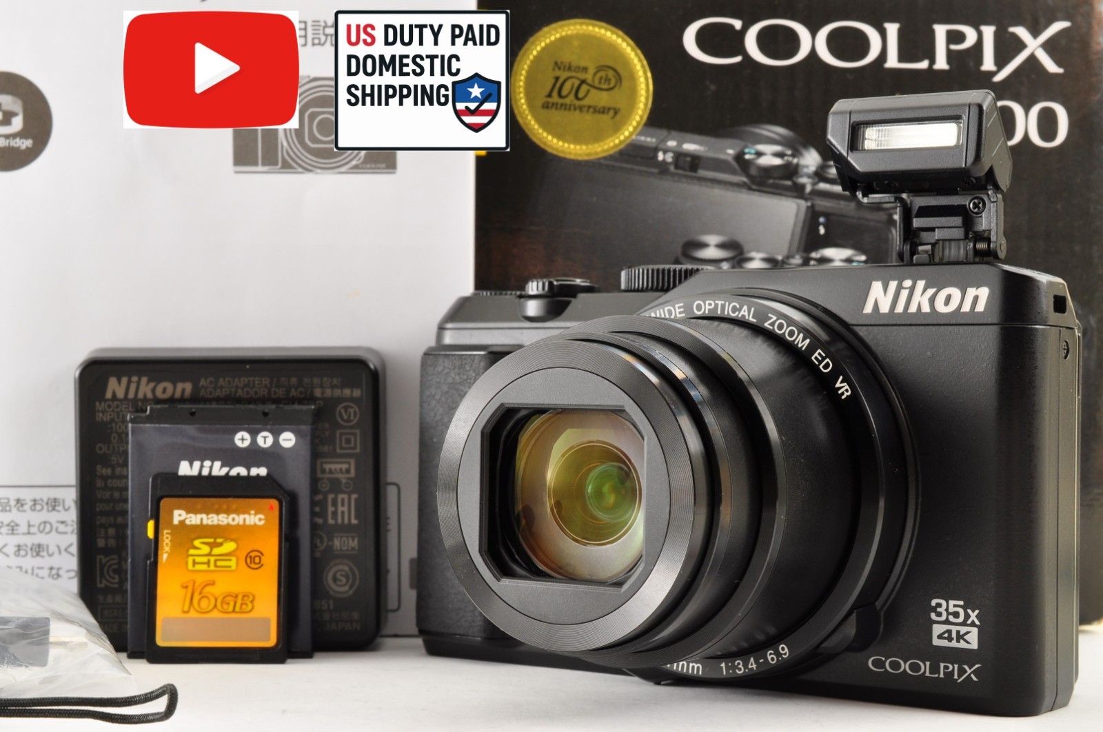 [Mint+++ in BOX] Nikon COOLPIX A900 BLACK 20.3MP Compact Digital Camera US Ship
