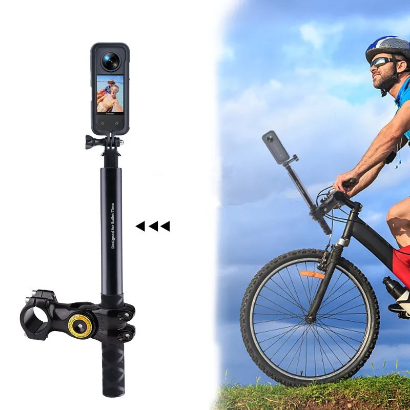 Motorcycle Bicycle Mount Selfie Stick Handlebar Clamp for Gopro Hero Insta360 X5