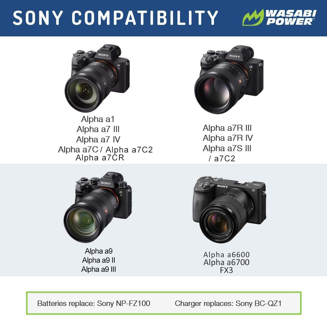 Wasabi Power USB Battery for Sony NP-FZ100 with USB-C Fast Charging